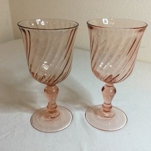 Vintage Rosaline Pink Depression Goblets